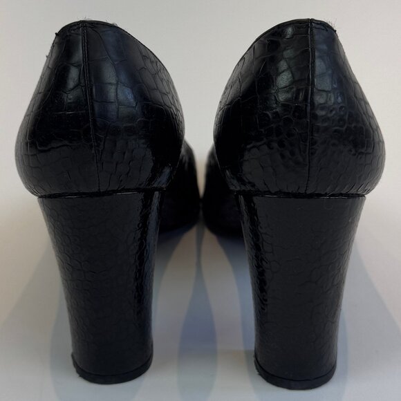 Stuart Weitzman Black Snake-Embossed Court Shoes, 9 1/2 M - Picture 3 of 16